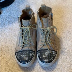 Studded leather ankle sneaker